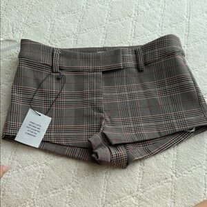 Superdown High Waist Plaid Shorts - Brown and Black